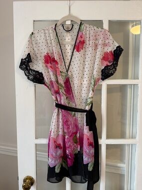 In Bloom by Jonquil Sheer Polka Dot and Floral Robe